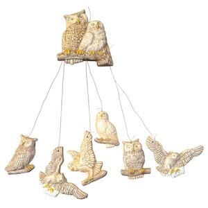 Vintage Glaze Ceramic Owl -Wind Chime -Mobile -MCM -Hand Painted